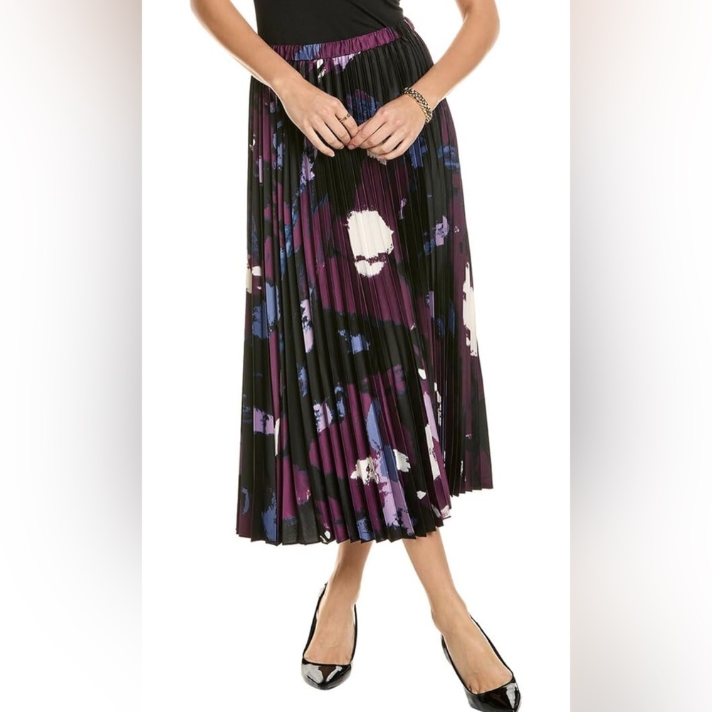 Anne Klein Purple and Black Midi Skirt